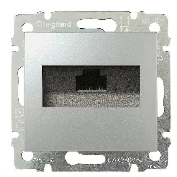 Механізм розетки комп'ютерної RJ-45 UTP Cat.6 Valena алюміній Механізм розетки комп'ютерної RJ-45 UTP Cat.6 Valena алюміній