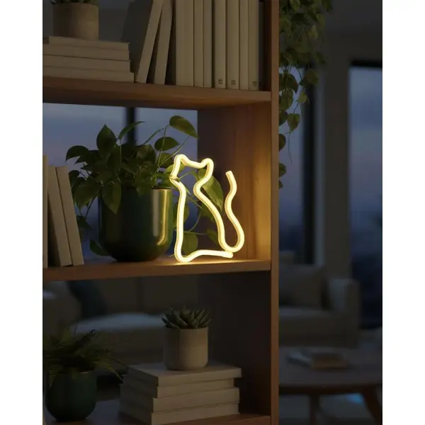 Бра, настінний світильник Goldlux 327093 Neon Cat LED 1x3W IP20 білий - фото №1