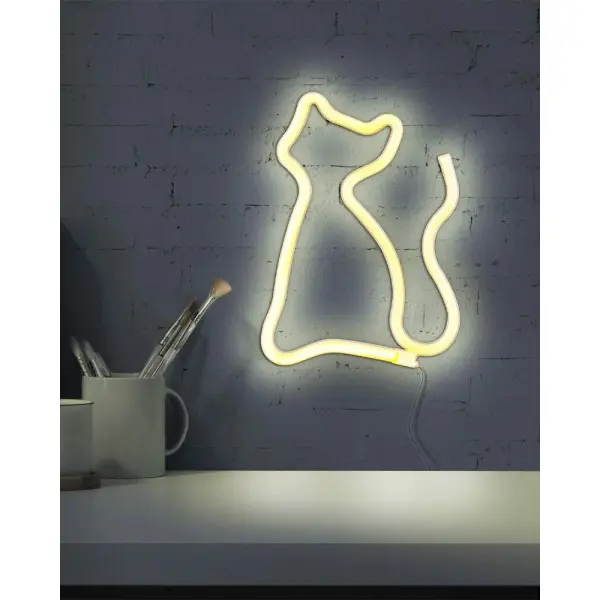 Бра, настінний світильник Goldlux 327093 Neon Cat LED 1x3W IP20 білий - фото №2