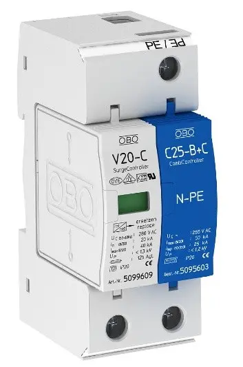 Ограничитель перенапряжений OBO Bettermann (5094650) Тип II V20-C 1+NPE-280 Ограничитель перенапряжений OBO Bettermann (5094650) Тип II V20-C 1+NPE-280