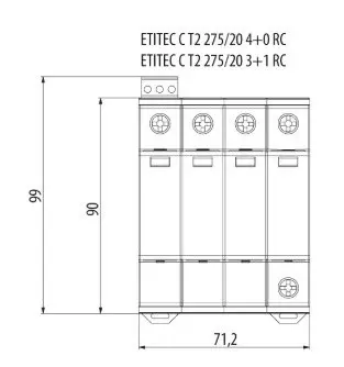 Обмежувач перенапруги ETI 002440403 ETITEC C T2 275/20 (3+1) 4p - фото №1