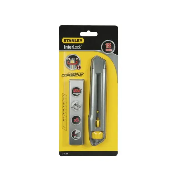 Нож c выдвигаемым лезвием Stanley InterLock 18х165мм - фото №1