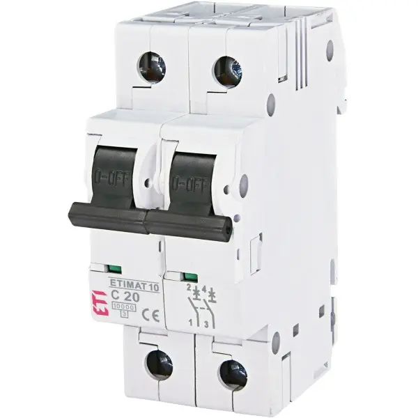 Автоматический выключатель ETI 002133717 ETIMAT 10 2p C 20А (10 kA)