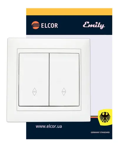 Двухкнопочный проходной выключатель Elcor Emily 9215 (211591) (белый) - фото №1