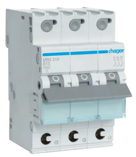 Автоматичний вимикач Hager MBS310 QC 6кА B 10A 3P