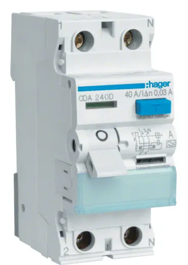Устройство защитного отключения Hager CDA240D 40A 30мА 6кА тип A 2P