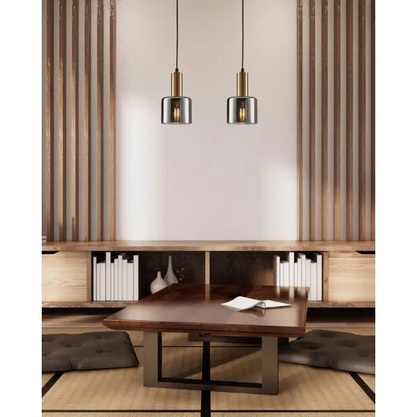 Подвесной светильник, люстра Italux PND-65342-1-BRO+SG Santia E27 1x40W IP20 янтарный - фото №1 Подвесной светильник, люстра Italux PND-65342-1-BRO+SG Santia E27 1x40W IP20 янтарный - фото №1