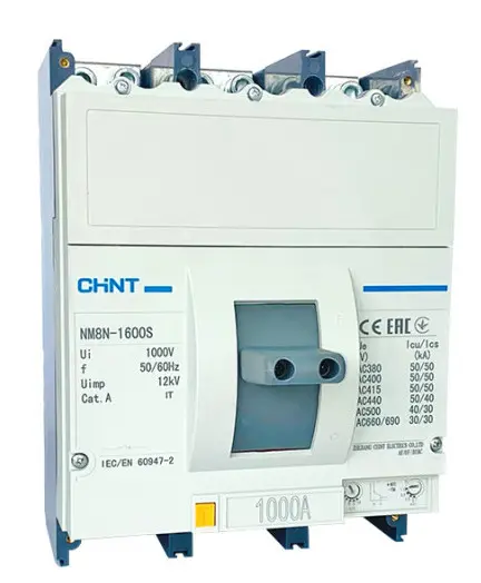 Корпусний автоматичний вимикач Chint NM8N-1600S TM 1000 3P Корпусний автоматичний вимикач Chint NM8N-1600S TM 1000 3P