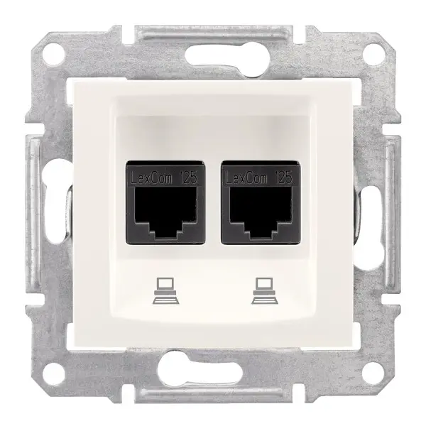 Комп'ютерна розетка RJ45 подвійна UTP cat.6 Schneider Electric Sedna слонова кістка (SDN4800123) Комп'ютерна розетка RJ45 подвійна UTP cat.6 Schneider Electric Sedna слонова кістка (SDN4800123)