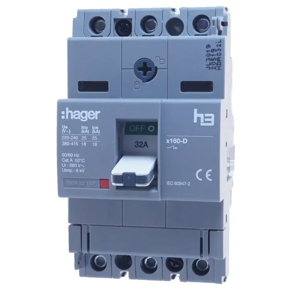 Электро-автомат Hager x160, In=32А, 3п, 18kA - фото №4