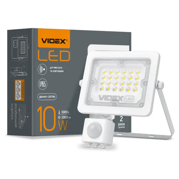 LED прожектор Videx F2e 10Вт 5000K (VL-F2e105W-S) с датчиком движения и освещенности - фото №4