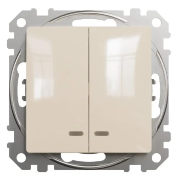 Двоклавішний вимикач Schneider Electric Sedna Design & Elements з підсвіткою бежевий SDD112105L - фото №4