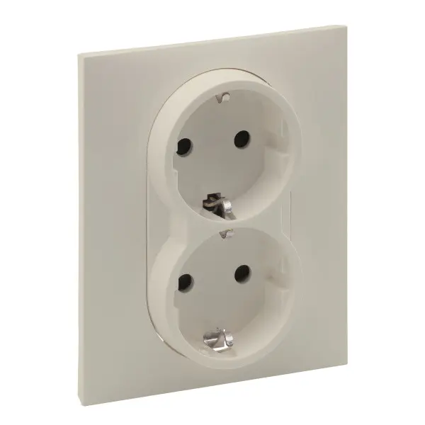 Розетка подвійна 2х2К+З 16А/250В зі шторками Legrand SUNO (слонова кістка) 721226 Розетка подвійна 2х2К+З 16А/250В зі шторками Legrand SUNO (слонова кістка) 721226