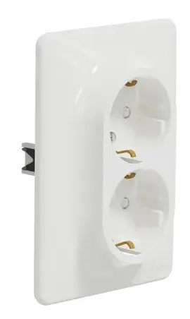 Двойная розетка Schneider Electric Sedna Design с заземлением и шторками белая SDD311221 - фото №1