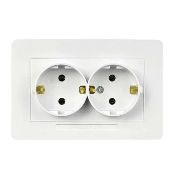 Розетка Nilson Selene біла 2-на з заземленням ( 23111025 )