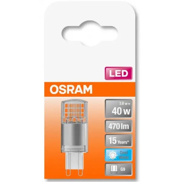 Світлодіодна лампа Osram LED PIN40 3,8W/840 230V CL G9 10х1 300° (4058075432420) - фото №1 Світлодіодна лампа Osram LED PIN40 3,8W/840 230V CL G9 10х1 300° (4058075432420) - фото №1