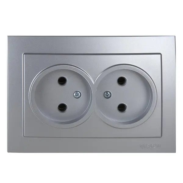 Розетка Nilson Touran серебро 2-я без заземления ( 24131024 )