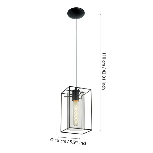 Підвісний світильник, люстра Eglo 49495 Loncino 1x60W IP20 чорний - фото №4