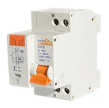 Выключатель дифференциального тока ECOHOME ДВ 1Р+N 25A 30мА (ECO030010003)
