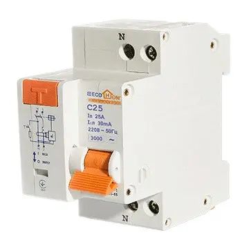 Выключатель дифференциального тока ECOHOME ДВ 1Р+N 25A 30мА (ECO030010003) - фото №3
