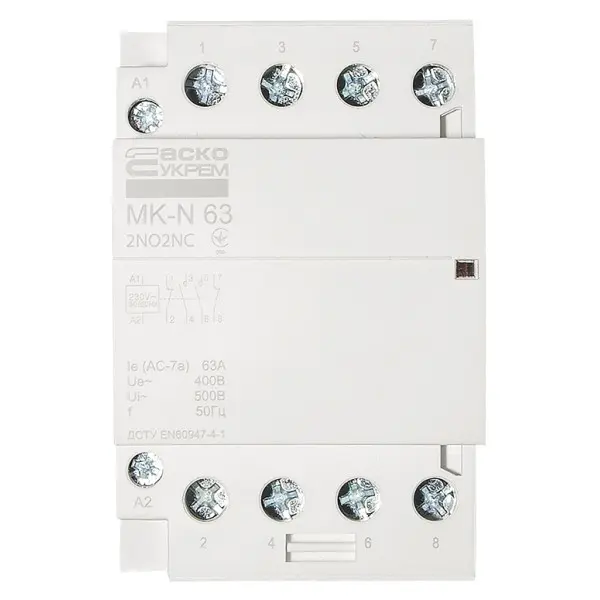 Модульный контактор Аско-Укрем MK-N 4P 63A 2NO+2NC (A0040030037) - фото №1 Модульный контактор Аско-Укрем MK-N 4P 63A 2NO+2NC (A0040030037) - фото №1