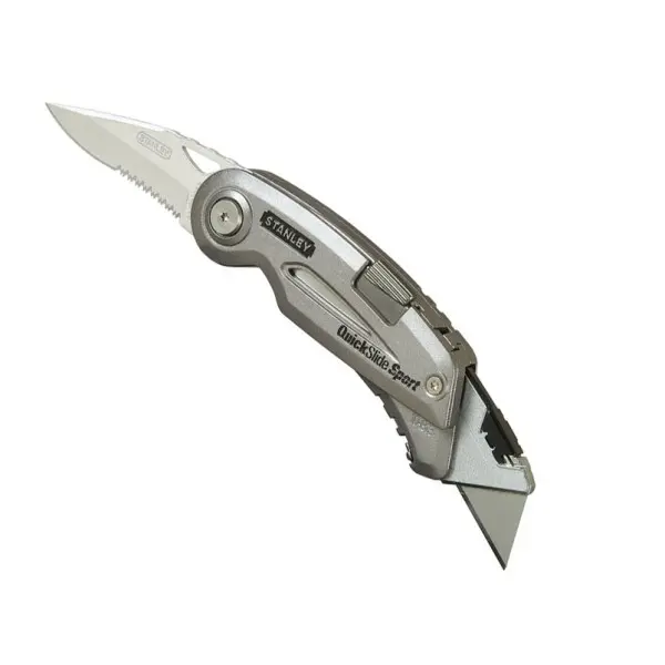 Нож складной Stanley QuickSlide Sport Utility Knife (два лезвия спортивное с серрейтором и выдвижное для отделочных работ) - фото №1 Нож складной Stanley QuickSlide Sport Utility Knife (два лезвия спортивное с серрейтором и выдвижное для отделочных работ) - фото №1