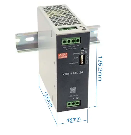 Блок живлення Mean Well на DIN-рейку 480W DC24V 20A (XDR-480E-24) - фото №1 Блок живлення Mean Well на DIN-рейку 480W DC24V 20A (XDR-480E-24) - фото №1