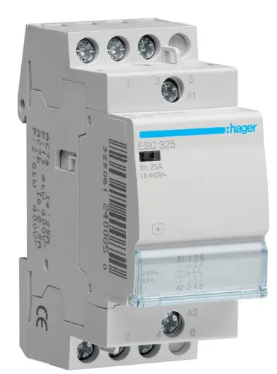 Контактор 25A ESC325 (3НО, 230В) 2м Hager Контактор 25A ESC325 (3НО, 230В) 2м Hager