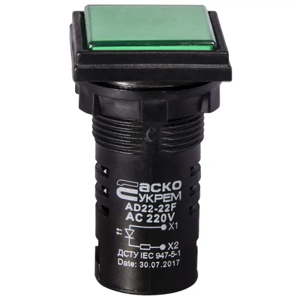 Сигнальная арматура Аско-Укрем AD22-22F 220В АС зеленая (A0140030156) - фото №1