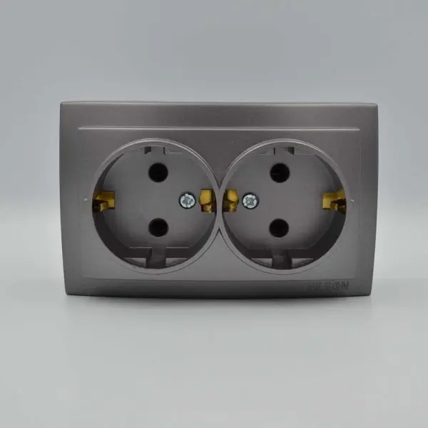 Розетка Nilson Themis антрацит 2-на з заземленням ( 26161025 ) - фото №1