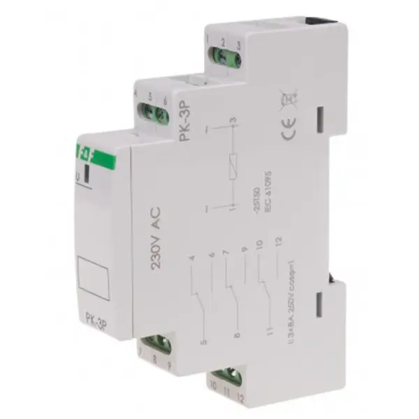 Вспомогательное реле F&F PK-3P-230V 230В 3х8 А - фото №1 Вспомогательное реле F&F PK-3P-230V 230В 3х8 А - фото №1