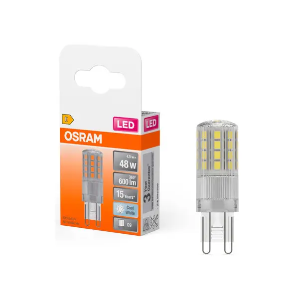 Светодиодная лампочка Osram 4058075432482 LED PIN48 G9 1x4.5W 4000K 600Lm IP20 - фото №1 Светодиодная лампочка Osram 4058075432482 LED PIN48 G9 1x4.5W 4000K 600Lm IP20 - фото №1