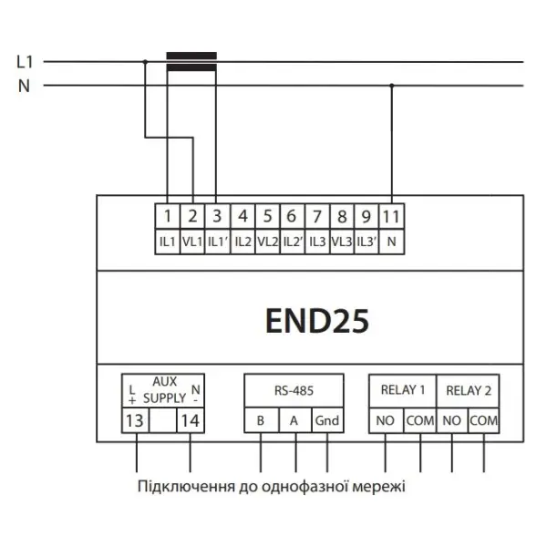 Анализатор параметров сети ETI END25-RSA 2 выходных контакта RS-485 (4656954) - фото №5