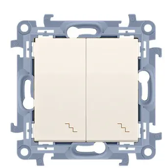 Двухкнопочный проходной выключатель Kontakt Simon Simon 10 CW6/2L.01/41 с подсветкой (кремовый)