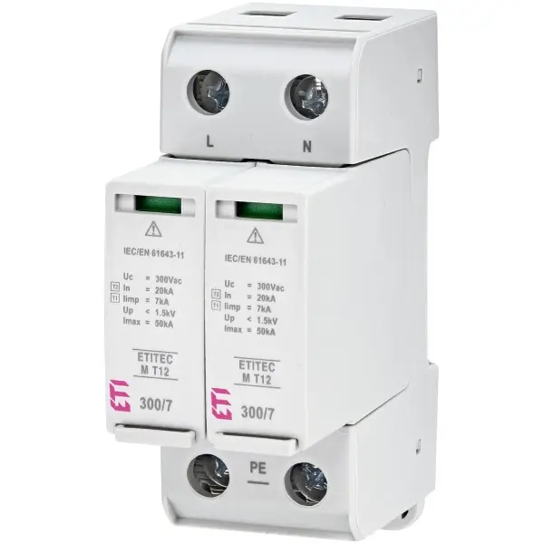 Ограничитель перенапряжения ETI 002440502 ETITEC M T12 300/7 (2+0 2p TNC-S)