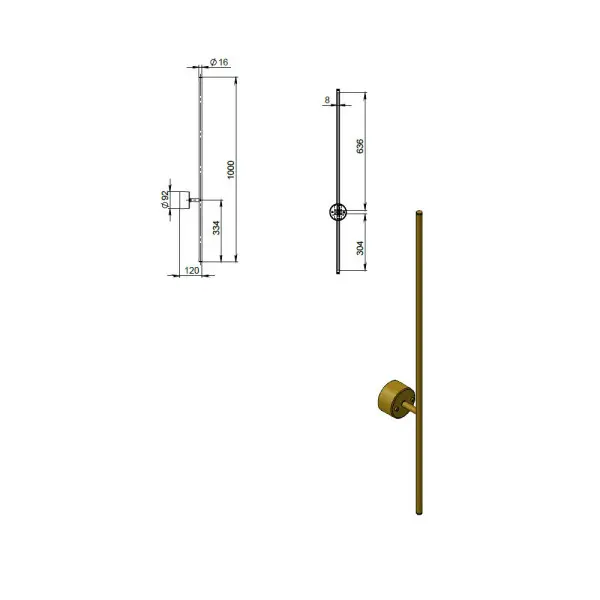Бра, настенный светильник Pikart 26308-6 Line 1000 Led 1x8.6W 4000K mod2 IP20 Gold - фото №1
