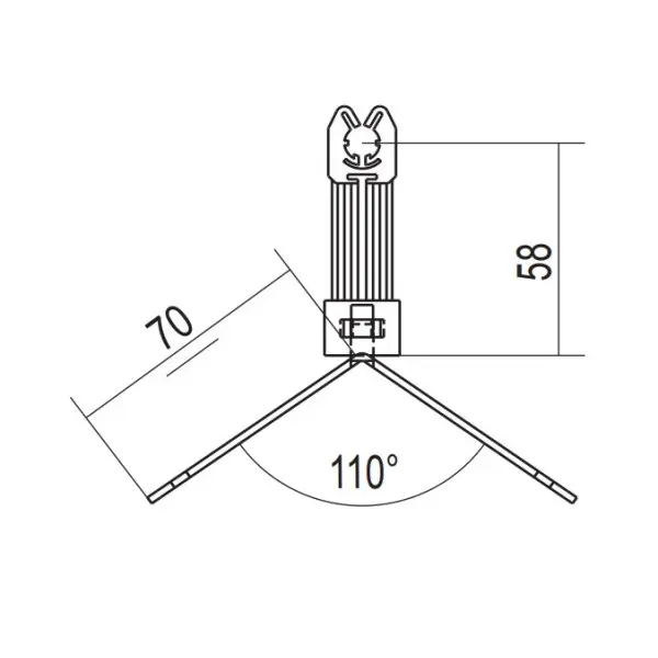Коньковый угловой держатель прута молниезащиты DKC ND2220 из оцинкованной стали (с пластиковым зажимом) - фото №1