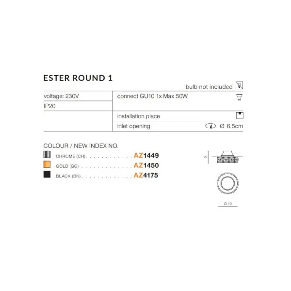 Точковий світильник Azzardo AZ1449 ESTER(GM2202-WHBK ) - фото №3 Точковий світильник Azzardo AZ1449 ESTER(GM2202-WHBK ) - фото №3