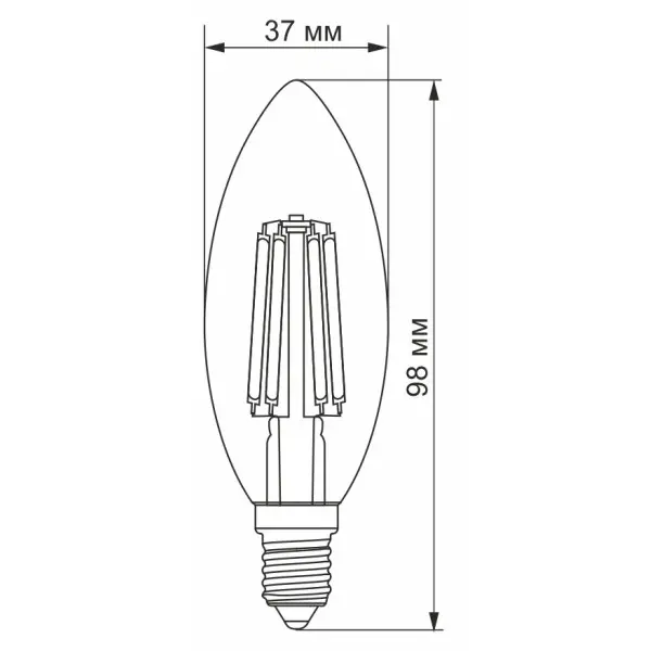 Светодиодная филаментная лампа Videx Filament C37F E14 6Вт 3000K (VL-C37F-06143) - фото №2