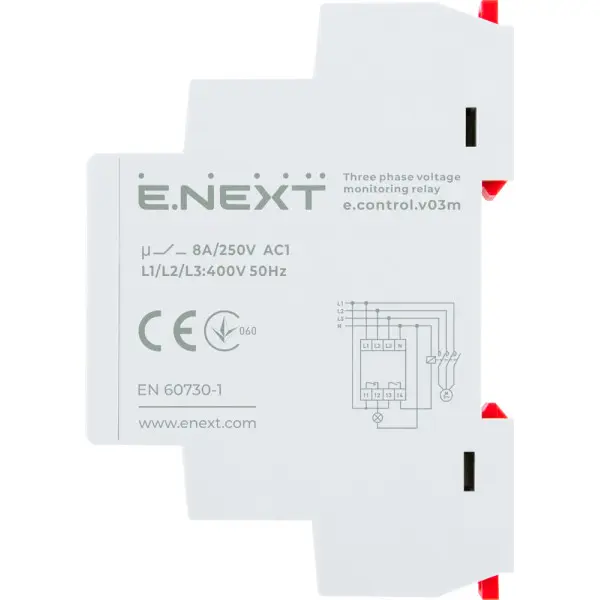 Трехфазное реле контроля фаз E.Next e.control.v03m (p0690020) - фото №1 Трехфазное реле контроля фаз E.Next e.control.v03m (p0690020) - фото №1