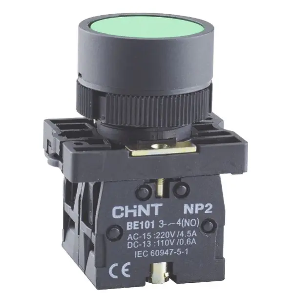 Пластикова кнопка Chint NP2-EA31 1NO зелена IP40 (574085) Пластикова кнопка Chint NP2-EA31 1NO зелена IP40 (574085)
