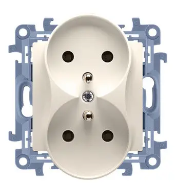 Подвійна розетка Kontakt Simon Simon 10 CGZ2M.01/41 із заземленням French (кремовий)