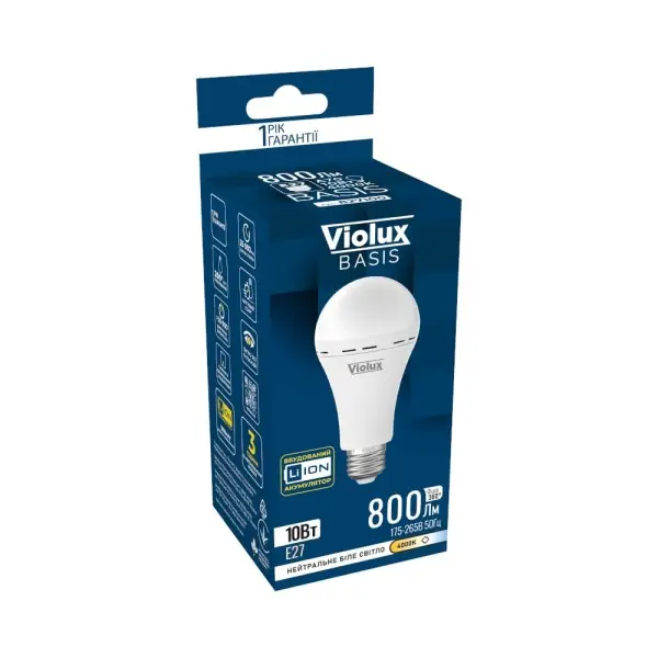 Лампа акумуляторна LED BASIS A70 10W E27 4000K Violux ( 827100 ) - фото №1