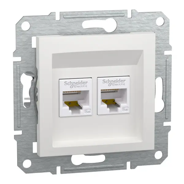 Комп'ютерна розетка RJ45 подвійна UTP cat.5e Schneider Electric Asfora без рамки біла (EPH4470121) Комп'ютерна розетка RJ45 подвійна UTP cat.5e Schneider Electric Asfora без рамки біла (EPH4470121)