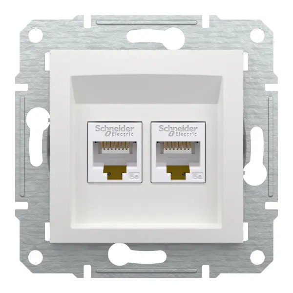 Комп'ютерна розетка RJ45 подвійна UTP cat.5e Schneider Electric Asfora без рамки біла (EPH4470121) - фото №3 Комп'ютерна розетка RJ45 подвійна UTP cat.5e Schneider Electric Asfora без рамки біла (EPH4470121) - фото №3