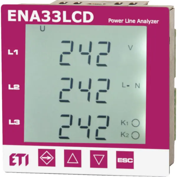 Трёхфазный анализатор сети ETI 004656910 ENA33LCD (96x96мм 230V AC) Трёхфазный анализатор сети ETI 004656910 ENA33LCD (96x96мм 230V AC)