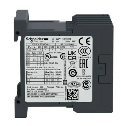 Контактор Schneider Electric TeSys K LC1K0910B7 3P 9A 24В - фото №1