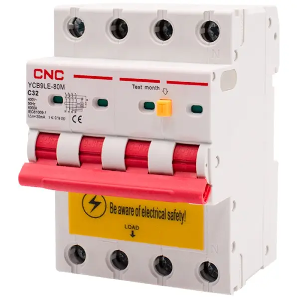 Дифференциальный выключатель CNC YCB9LE-80M C32А 3Р+N 6кА 30мА (Б00044024)