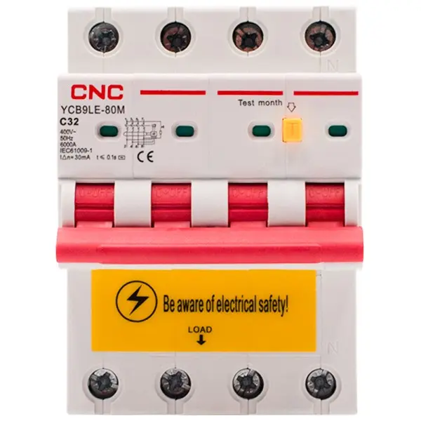 Дифференциальный выключатель CNC YCB9LE-80M C32А 3Р+N 6кА 30мА (Б00044024) - фото №1