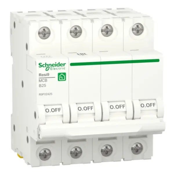 Автоматичний вимикач Schneider Electric R9F02425 RESI9 6кА 4P 25A В Автоматичний вимикач Schneider Electric R9F02425 RESI9 6кА 4P 25A В